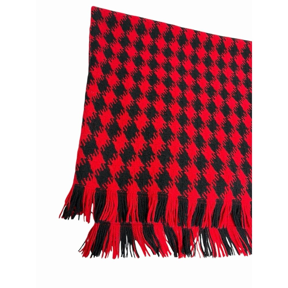 Pendleton Wool Blanket Red Black Check Pattern Fringe Large Throw 61”x68” - Picture 6 of 11